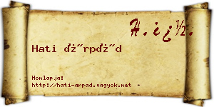 Hati Árpád névjegykártya